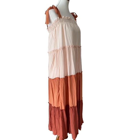 Large Dress Fall Midi Boho Bohemian Prairie Dress Resortwear Large Terra Cotta - Picture 10 of 14